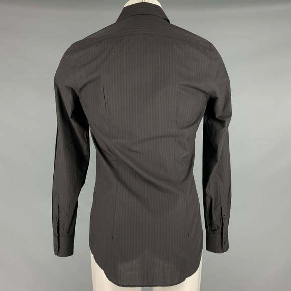 PRADA Brown Black Stripe Cotton Button Up Long Sleeve Shirt - Picture 3 of 7